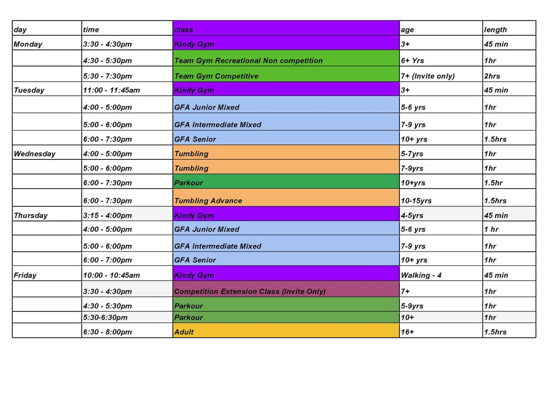 Timetable